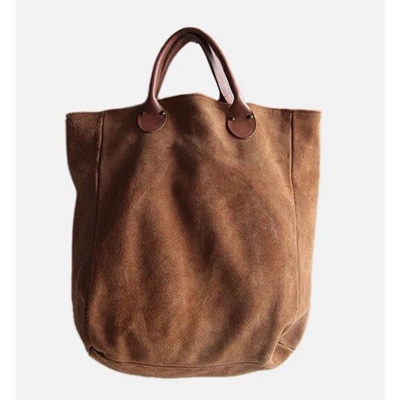 Rare 1980's "BROOKSTONE"
SUEDE LEATHER TOTE in Cognac - Picture 1 of 13